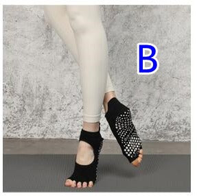 ブラックのトゥレス グリップソックス（着用）